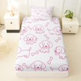 thumbnail image 4 of Manfei Kawaii Dachshund Twin Sheets, Simple Bone Print Bedding, White Magenta, 3-Piece, 1 Flat Sheet, 1 Fitted Sheet and 1 Pillowcase, 4 of 6