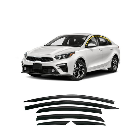Northern Prime- Wind Deflectors & Visors/Rain Guards Compatible with Forte Sedan 2019-2023_Smoke Tinted Finish Tape-On Style (6Pcs)