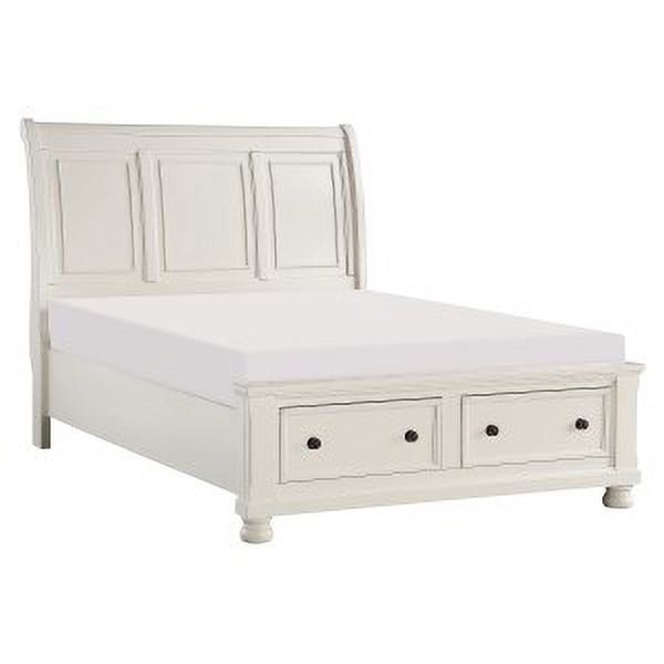 Queen Sleigh Platform Bed with Footboard Storage