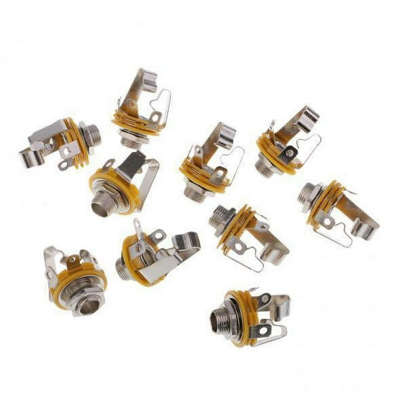 2x 10 Pcs 1/4'' 6.35mm Stereo Socket Female Connector Panel Mount Solder Chassis Audio Speaker Adapter Cable Connector