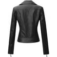 thumbnail image 2 of New Women's black Leather Motorcycle Biker Jacket 100% Genuine Soft Lambskin W230, 2 of 3