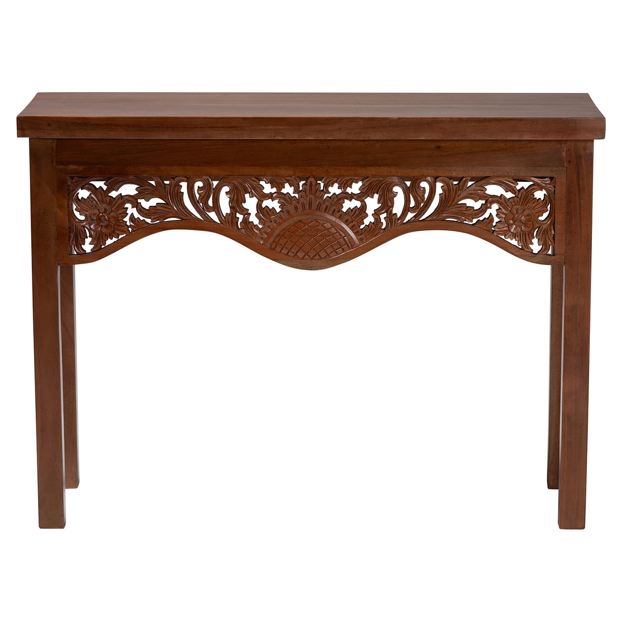 bali & pari Alannis Rustic Console Table, Mahogany Brown