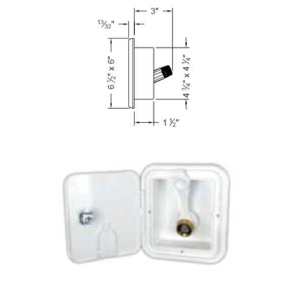 B&B Molders RV Locking City Fill Water Hatch with Brass Valve, White