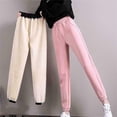 thumbnail image 2 of Winter Casual Pants Women's Stretchy Warm Thick Trousers Leggings Pants Sweatpants Fleece Lined PINK M, 2 of 8