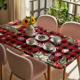 thumbnail image 3 of Merry Christmas Plaid Table Cloths for 4 Foot Rectangle Tables, Checkered Xmas Tree Snowflake Poinsettia Patio Waterproof Elastic Fitted Tablecloths, Washable Rectangular Table Cover for Camping, 3 of 8