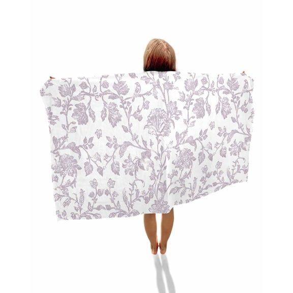 Spring Flower Beach Towels Oversized Super Absorbent, Vintage Farmhouse Light Purple Boho Leaf Lightweight Bath Towel Quick Dry Sets For Bathroom/Pool/Rv Camping/Beach Play/Gym Room/Picnic 35"x70"