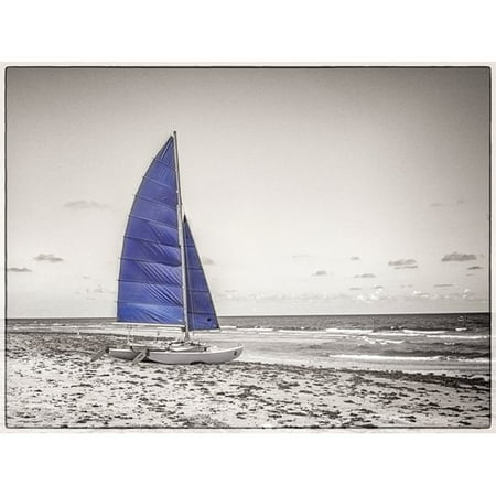 Buy Art For Less 'Blue Catamaran' by Flo Minton Photographic Print on Wrapped Canvas
