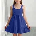 thumbnail image 6 of ATOGUTA Girl Summer Dress Blue Sleeveless Ruffle Flowy Summer Casual Beach Hawaiian Vacation Dresses 5T-15, 6 of 6
