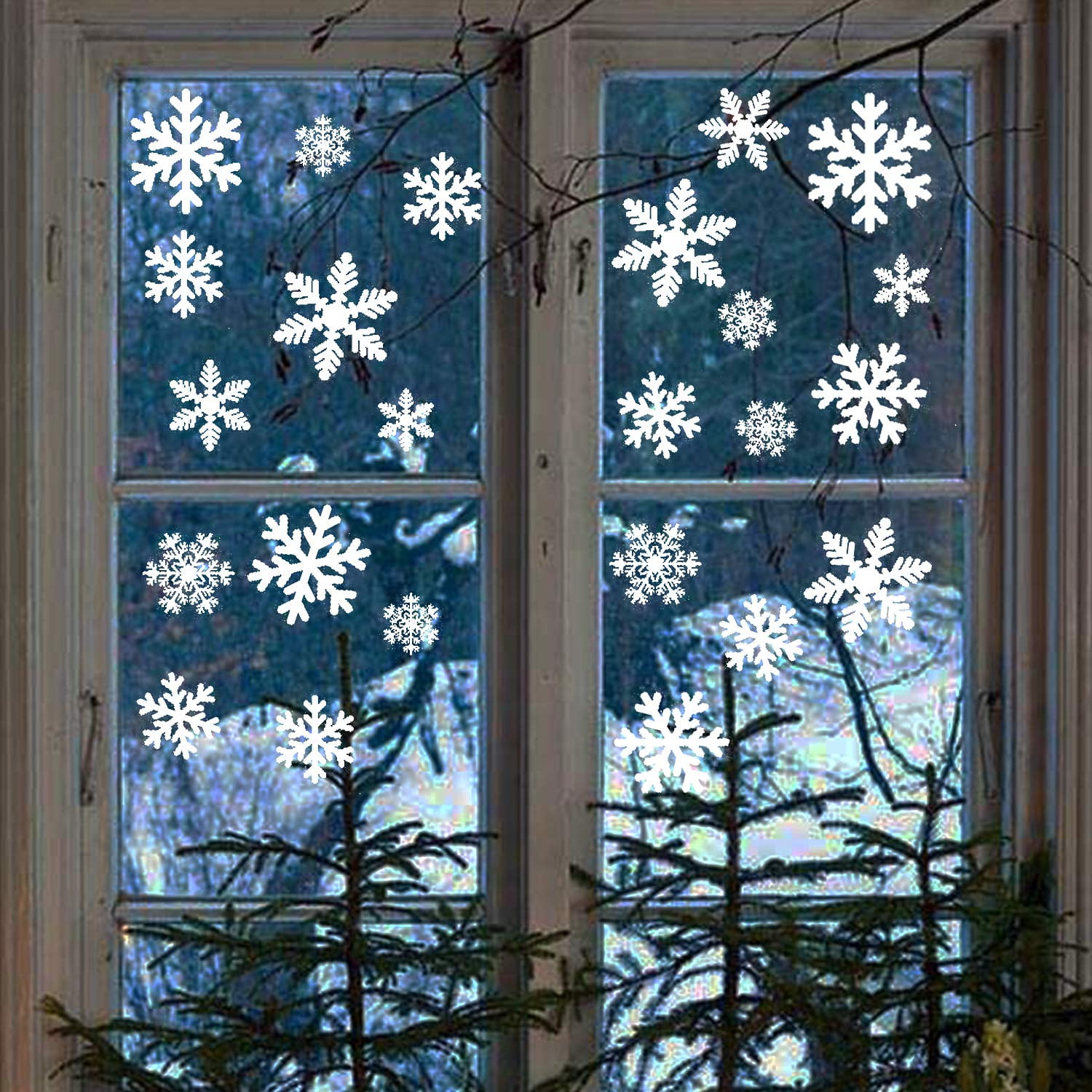 Reactionnx Christmas Window Clings Christmas Window Stickers Snowflake Window Clings Decals for