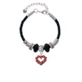 thumbnail image 2 of Delight Jewelry Silvertone Open Heart with Red Crystal Border Lil Sister Celtic Knot Leather Bead Bracelet, 7"+2" Extender, 2 of 4