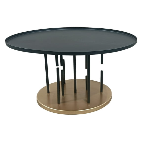 Neci 31 Inch Coffee Table- Round Matte Black Tray Top