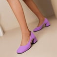 thumbnail image 5 of KIJBLAE Women Cut out Pumps Elegant Solid Color Office Ladies Shoes Thick Heels Hollow Out Party Dress Shoes High Heels Slip-On Female Footwear Purple 39, 5 of 6