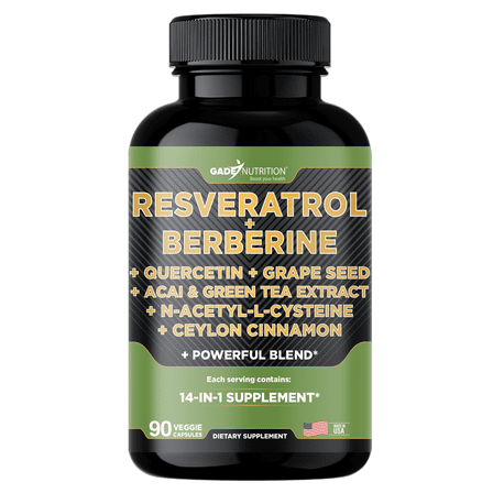 Gade Nutrition Resveratrol   Berberine 14-in-1, with Quercetin, Grape Seed, Acai, Green Tea, NAC, Ceylon Cinnamon