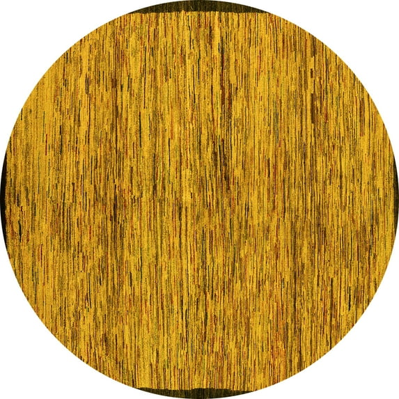 Ahgly Company Indoor Round Abstract Yellow Modern Area Rugs, 8' Round