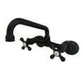 thumbnail image 4 of Kingston Brass  Traditional Two Handle Wall Mount Kitchen Faucet Matte Black Brass Finish, Matte, 4 of 5