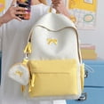 thumbnail image 4 of Bow Embroidery School Backpack, Star Print Backpack with Mini Pendant Bag, Lightweight Loptop Backpack for Travel Shopping (Yellow), 4 of 9