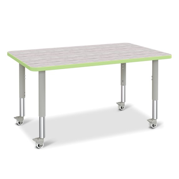 Rectangle Activity Table - 30" X 48", Mobile - Driftwood Gray/Key Lime/Gray