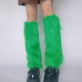 thumbnail image 4 of Women Punk Plush Solid Leg Warmer Aesthetic Green Fuzzy Boot Cuffs Leg Cover, 4 of 15