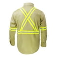 thumbnail image 2 of Flame Resistant FR High Visibility Hi Vis Shirt - 88% C/12% N - 7oz (2X-Large, Khaki), 2 of 3