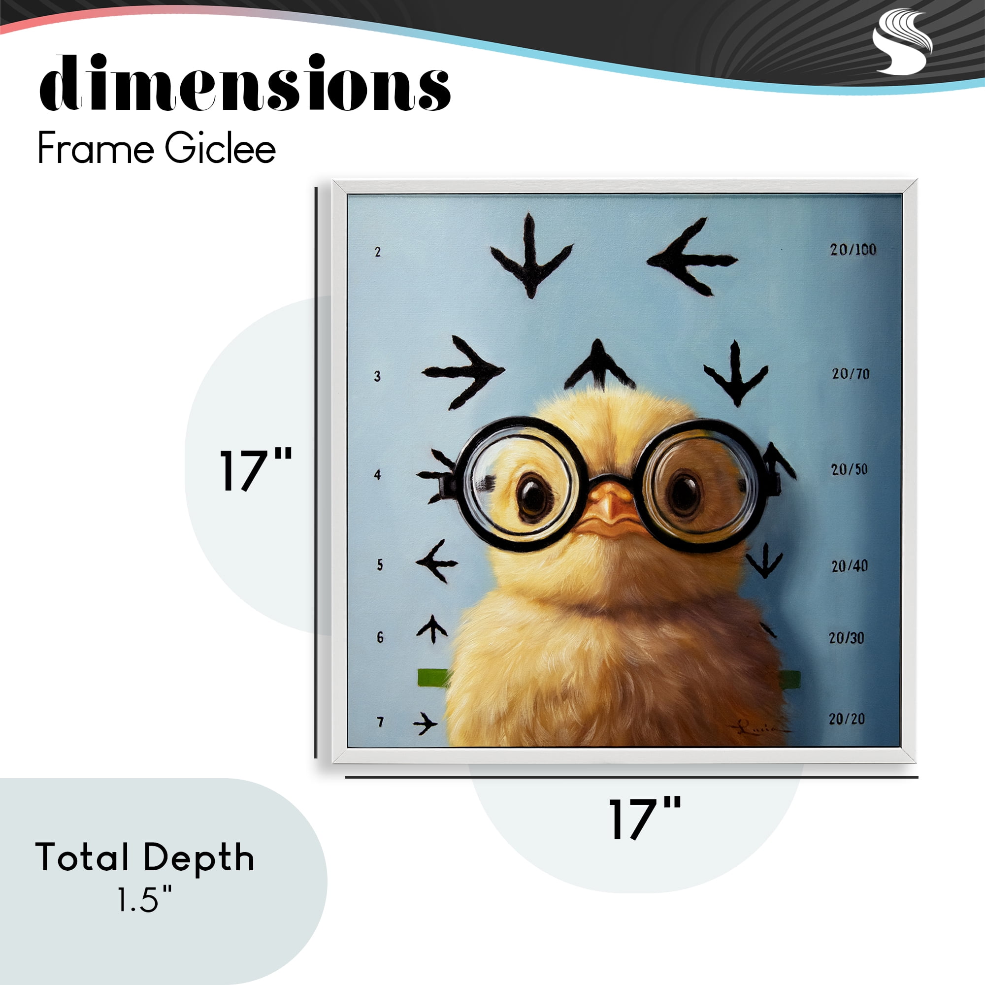 Four Eyes Chick Vision White Framed Giclee Art, design by Lucia Heffernan