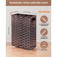 thumbnail image 3 of Rattan Umbrella Stand, Umbrella Holder for Entryway, Hand Woven Umbrella Rack Organizer Freestanding, with a Detachable Drip Tray, 4 Hooks, 11.8" L x 5.5" W x 16.5" H, 3 of 9