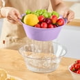 thumbnail image 6 of 2-in-1 Kitchen Colander Set with Bowl Strainer, Fruit & Vegetable Washing Basket, Dual Layer Drain Basin for Pasta, Salad, and More (Purple), 6 of 6