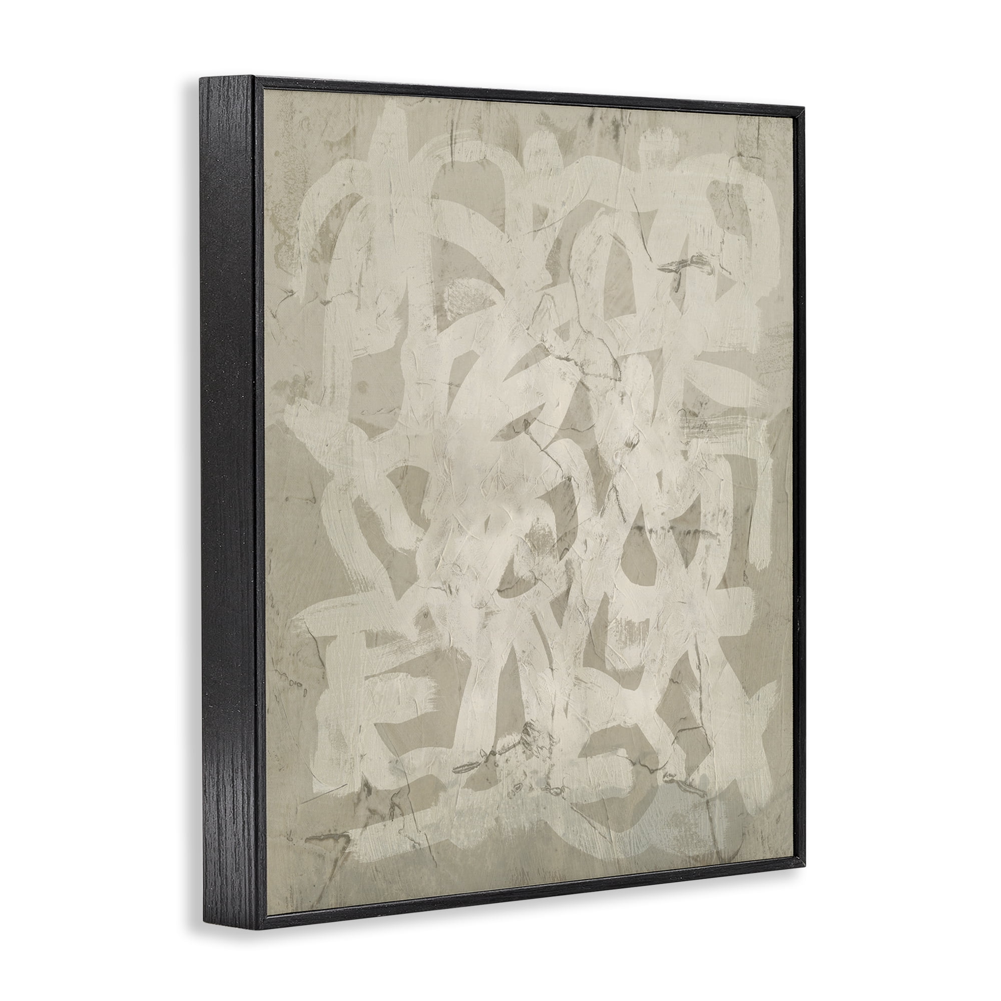 Stupell Industries Neutral Chaotic Pattern Abstract Painting Black Framed Art Print Wall Art, 11 x 14