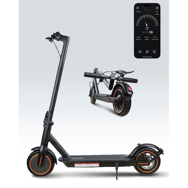 Patinete eléctrico QnQ 8.5 con neumáticos de 600 W, 32 millas, alcance naranja y negro