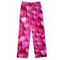 thumbnail image 4 of miqiqism Women Loungewear Comfortable Valentines Basic Pjs Sets Lapel Neck Loose Tops High Waisted Pant Bottom Heart Graphic Tshirts Nightwear,01_Multicolor,3X-Large, 4 of 5