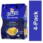 LALA Probiotic Yogurt Smoothie Drink with Protein, Tropical Mango, 7 oz Plastic Bottle (4 Ct)