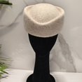 thumbnail image 3 of Hsqqdc Wool Blend Polyester Beige Vintage Stewardess Beret Hat 22-22.8 Inch Pillbox Headwear 1-Piece, 3 of 7