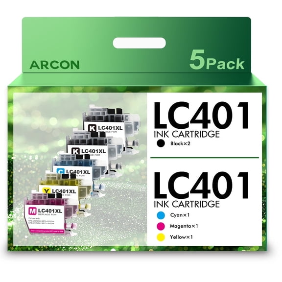 LC401XL Ink Cartridge for Brother LC401 LC401XL for Brother MFC-J1010DW MFC-J1012DW MFC-J1170DW Printer (2*Black Cyan Magenta Yellow, 5 Pack)