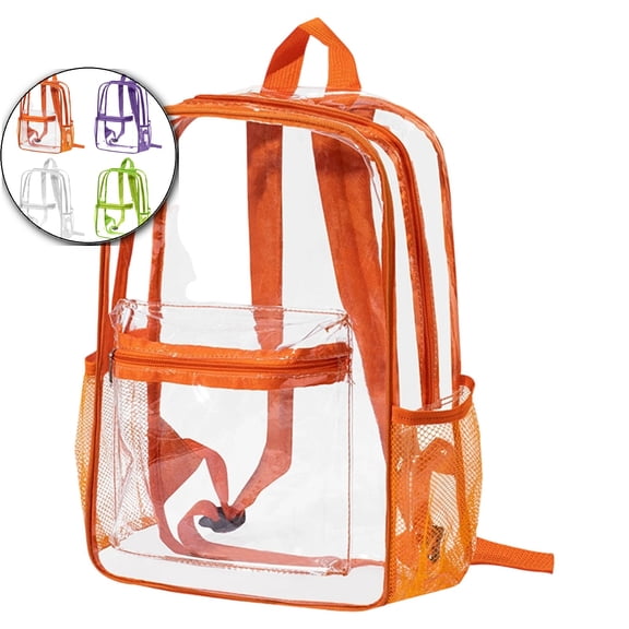 Dvruxg Clear Backpack for Stadium Events, Mini Clear Stadium Bag for Sporting Events, Games, Festival, Concerts(Orange)