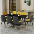 thumbnail image 3 of JUFU 71" Modern Dining Table Set for 8, Black Faux Marble Dining Table with PU Leather Chairs and Golden Legs, Luxury Dining Set for Kitchen & Living Room, 3 of 9