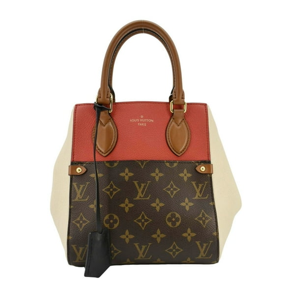 Pre-Owned LOUIS VUITTON Fold MM Monogram Canvas Tote Bag Red