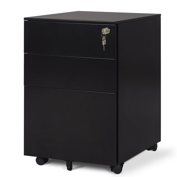 DEVAISE Mobile Pedestal Lockable 3 Drawers Anti-Tipping ...