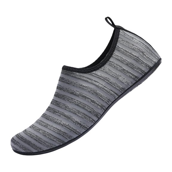 QWKLEAJ Striped Pattern Water Shoes for Women Men Quick-Dry Aqua Socks Swim Beach Barefoot | Yoga Exercise Wear Sport Accessories Pool Camping Must Haves River Hiking Youth Adult Gray 9