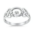 thumbnail image 2 of Irish Claddagh Celtic Knot Heart 925 Sterling Silver Plain Ring Size 8, 2 of 2
