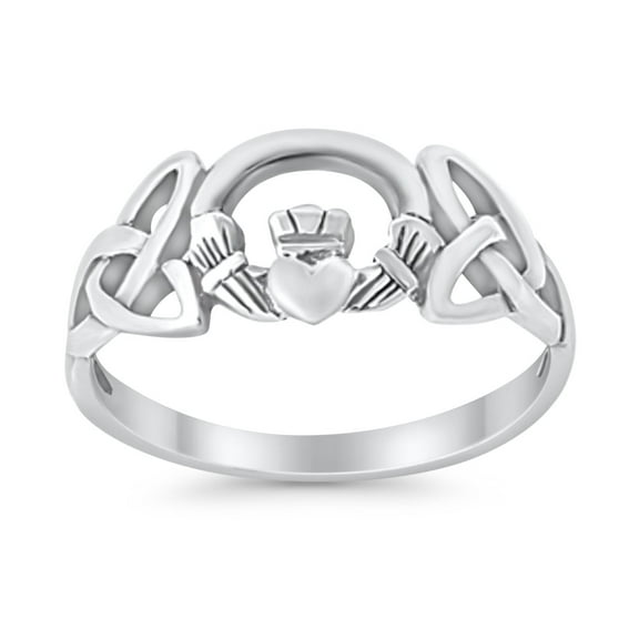 Irish Claddagh Celtic Knot Heart 925 Sterling Silver Plain Ring Size 4