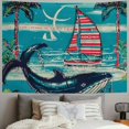 thumbnail image 2 of Orinice Whale Palm Trees Sail Boat Tapestry Wall Hanging Unique Style for Home Wall Decor Art | Living Room Bedroom Dorm Decoration 40x60inch, 2 of 6