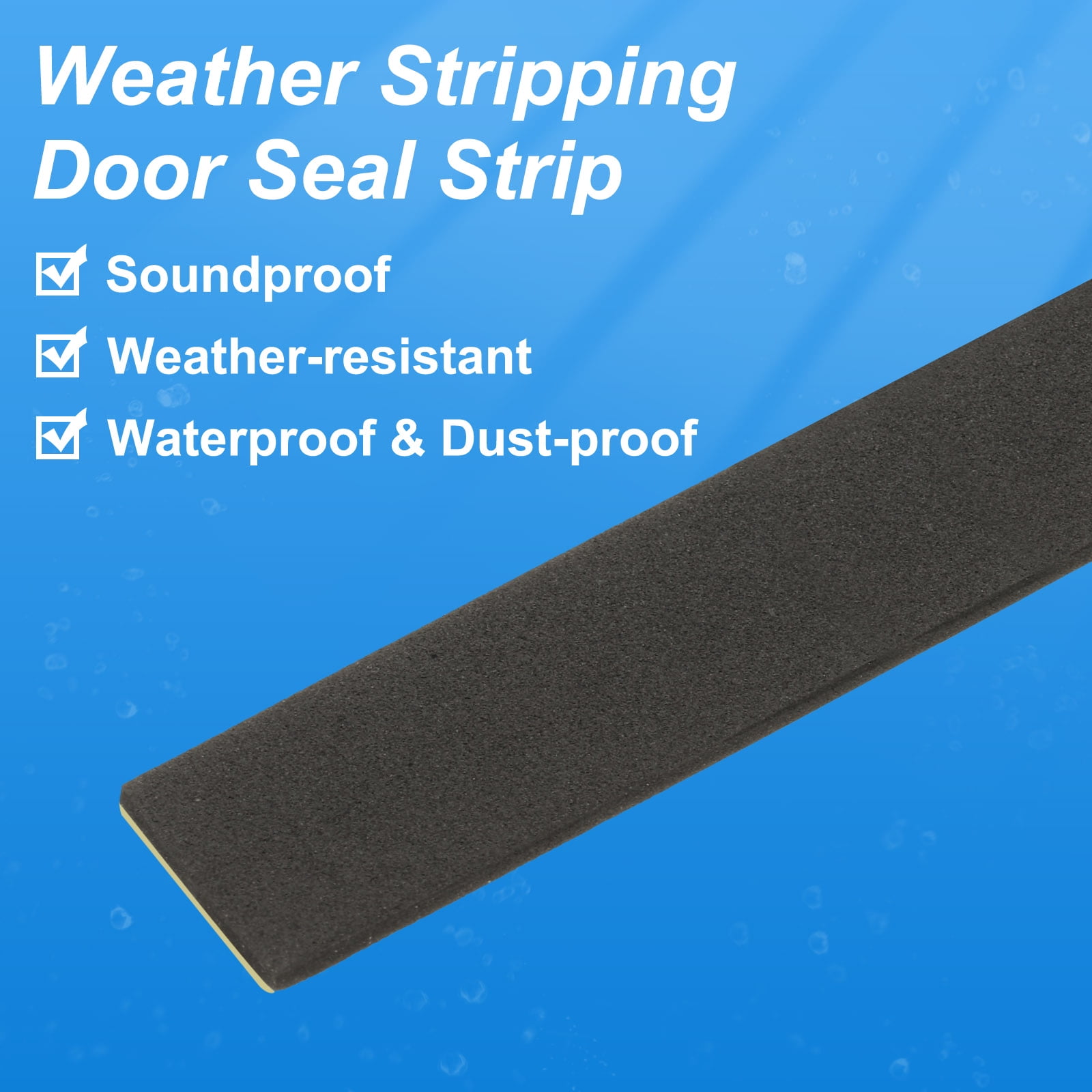 2 Inch x 16.4 Ft Weather Stripping Door Seal Strip, 2 Roll 3mm Thick EVA Self Adhesive Foam Seal Tape for Door Window Insulation, Black