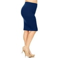 thumbnail image 2 of Women's Solid Casual Elastic Waistband Stretchy Office Knee Length Midi Pencil Skirt S-3XL, 2 of 4