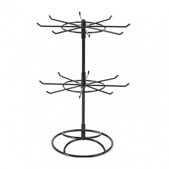Rotating Jewelry Display Stand 2 Tier Round Metal Necklace Organizer For Hanging Earrings Rings Bracelets Watches Accessories
