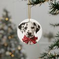 thumbnail image 3 of DistinctInk Hanging Ceramic Christmas Tree Ornament with Gold String - Great Gift/Present - 2 3/4 inch Diameter - Dalmatian Puppy Design, 3 of 3