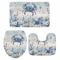 thumbnail image 2 of Ocean Crab Bathroom Rugs Set Blue Yellow Sea Star Shell Coral Blue Yellow Stripes Non Slip Absorbent Soft Bath Mats 3 Piece Set with Bathroom Rug, U-Shaped Floor Mat, Toilet Seat Cover Small Size, 2 of 9