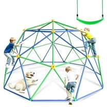 SMkidsport 10FT Climbing Dome with Swing, 800lb Capacity Rust & UV-Resistant Jungle Gym for Backyard, School, Kindergarten, Kids Playground Set