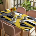 thumbnail image 3 of Yellow Black Geometric Table Cloths for 4 Foot Rectangle Tables, Modern Art Abstract Grey Line Patio Waterproof Elastic Fitted Tablecloths, Washable Rectangular Table Cover for Camping, 3 of 8