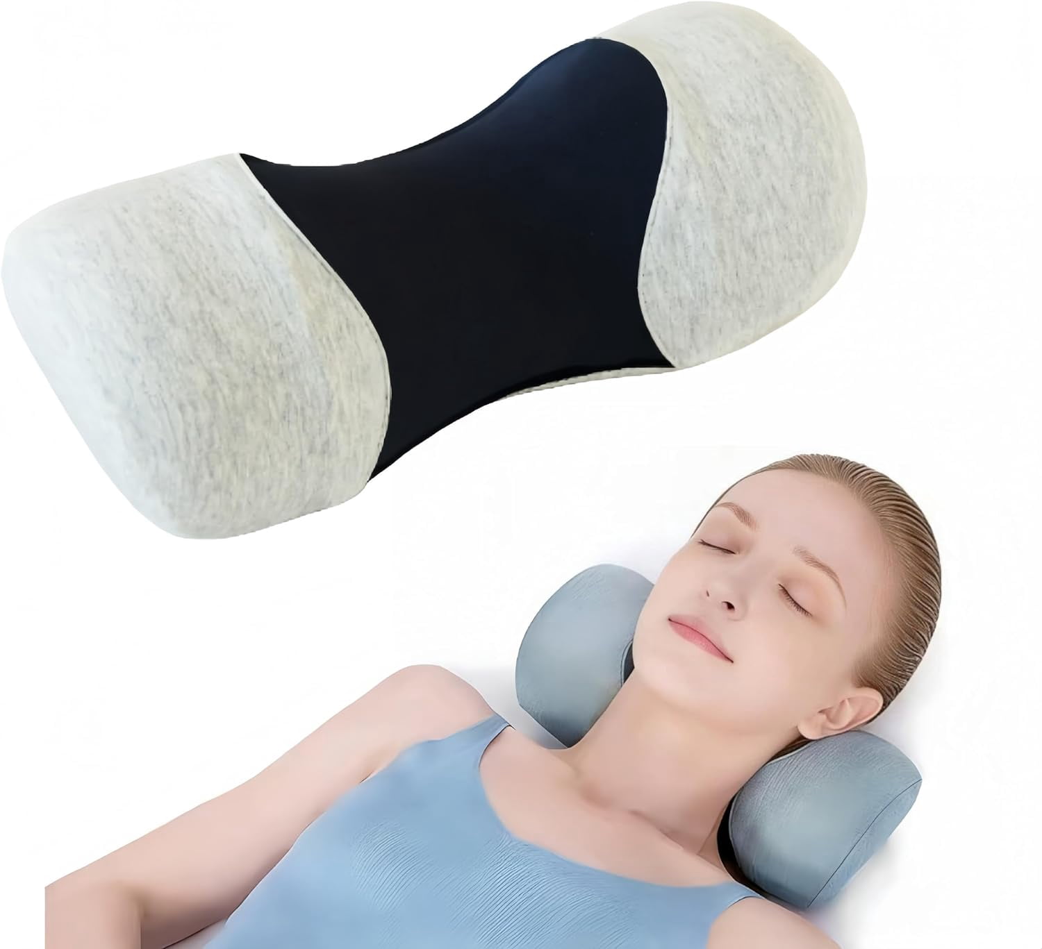 Poalid Neck Support Pillow for Relieving Neck Pain, Cervical Traction Device for Muscle Therapy and Tension Relief, Contour Support Shoulder Pain Reliever, Gray