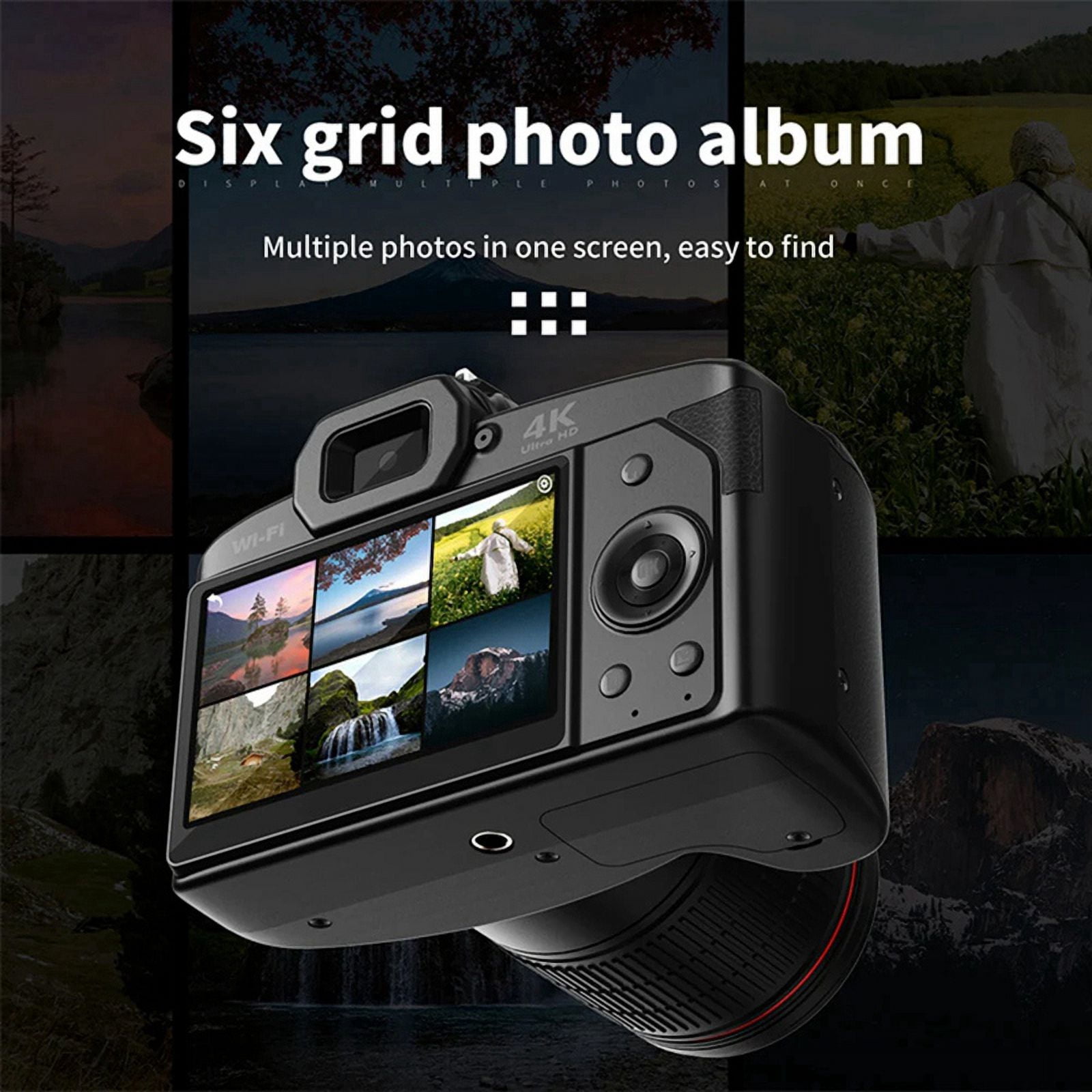 Digital Photography Camera 4K WIFI WebCam Video Recorder 64MP Camcorder Camera Zoom Blogging Camera with 32G Memory Card,Black