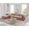 thumbnail image 2 of Kaelynn Sofa Pink Linen Upholstered 4 Seat and Ottoman, 2 of 8
